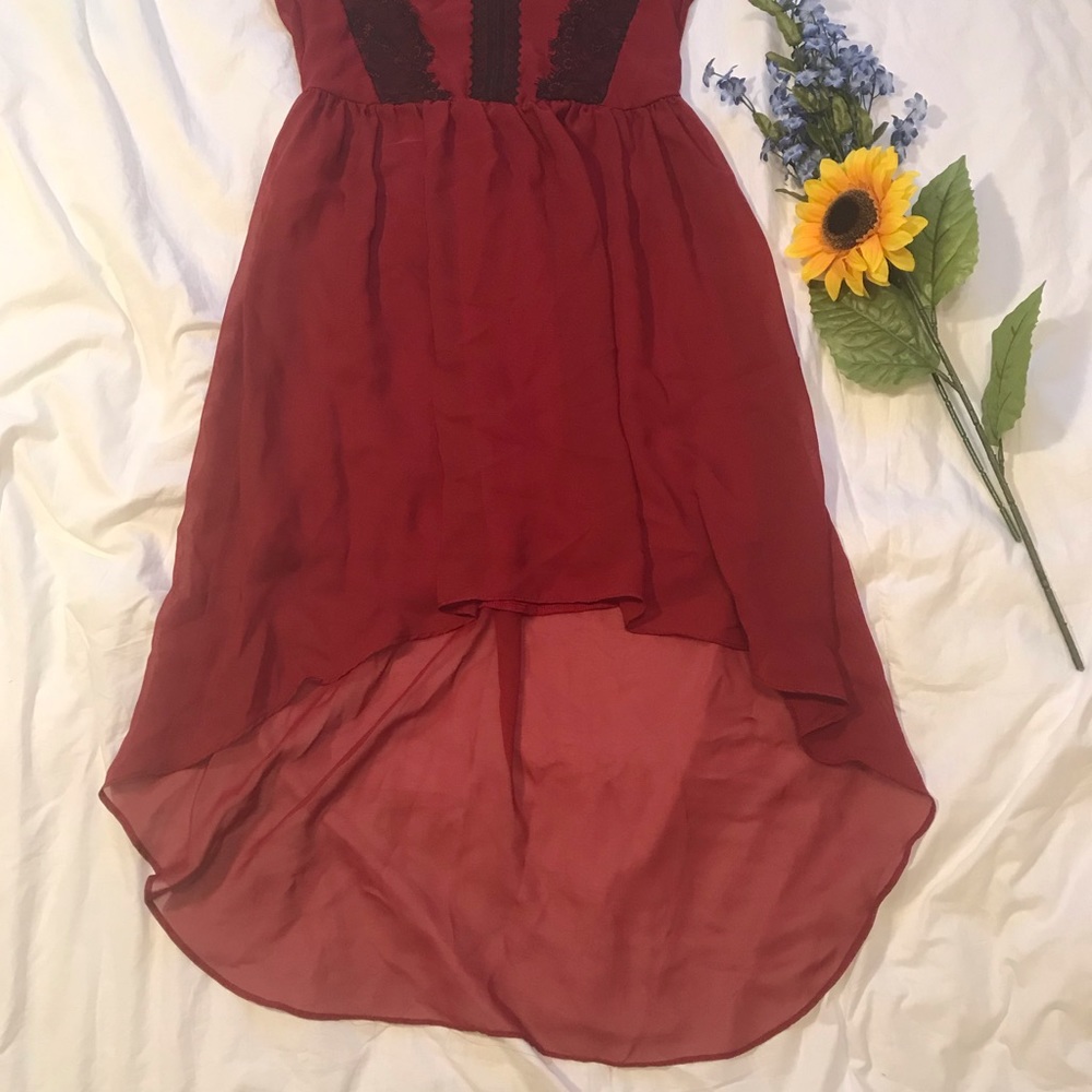 ❎SOLD❎ High-low red & black lace dress - Picture 2 of 7